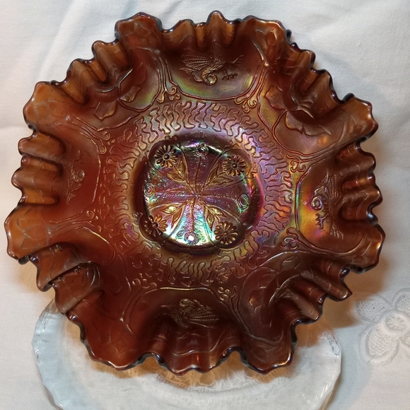 Fenton Dragon and Lotus Ruffle Bowl - Picture 2 of 8